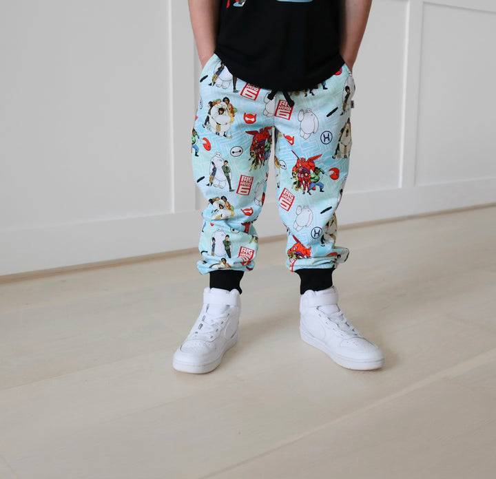BAMBOO COTTON SPANDEX HUGGABLE HERO KIDS JOGGERS (FLEECE LINED)