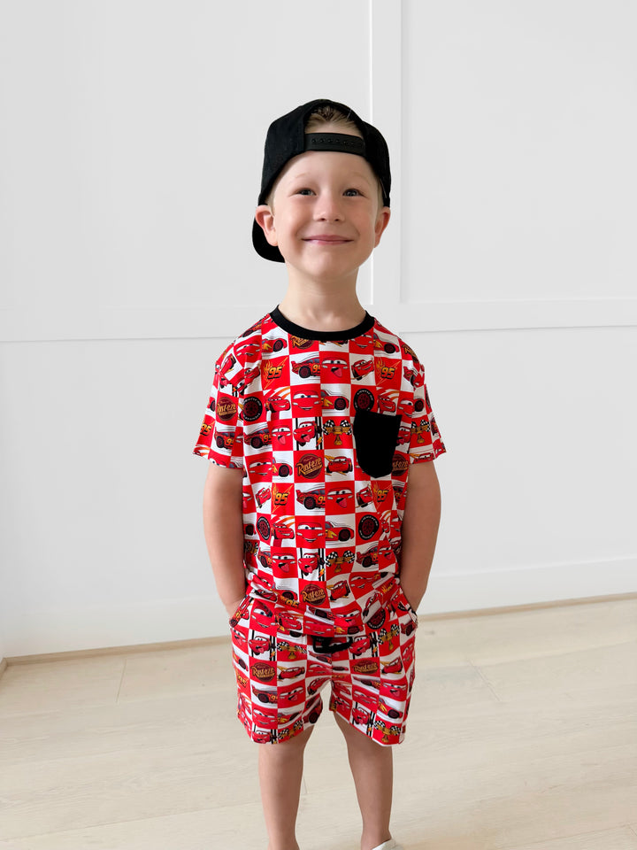 Bamboo FULL THROTTLE CHECK FULL PRINT KIDS POCKET TEE