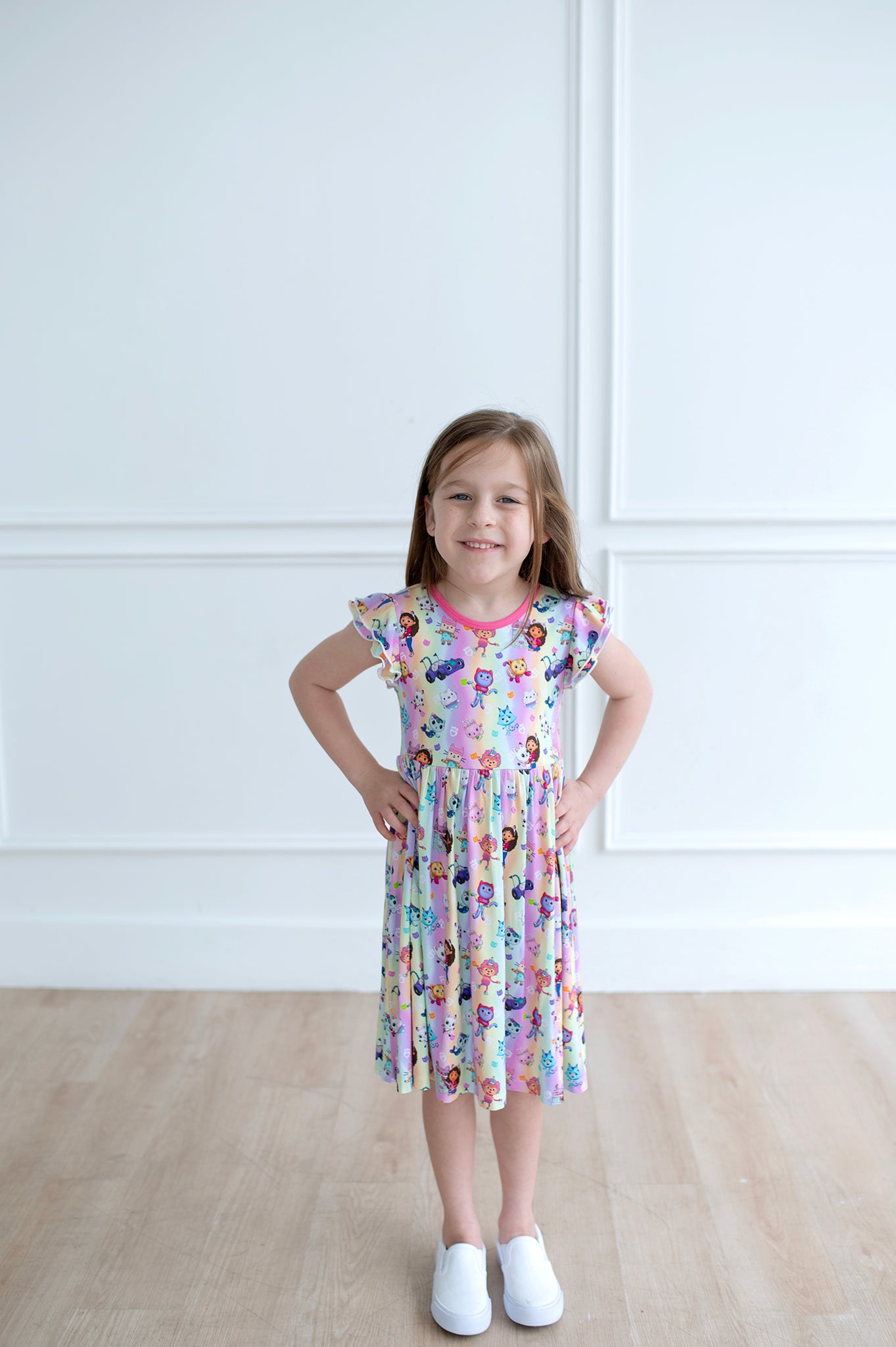 Bamboo CAT-TASTIC FLUTTER SLEEVE Twirl Dress