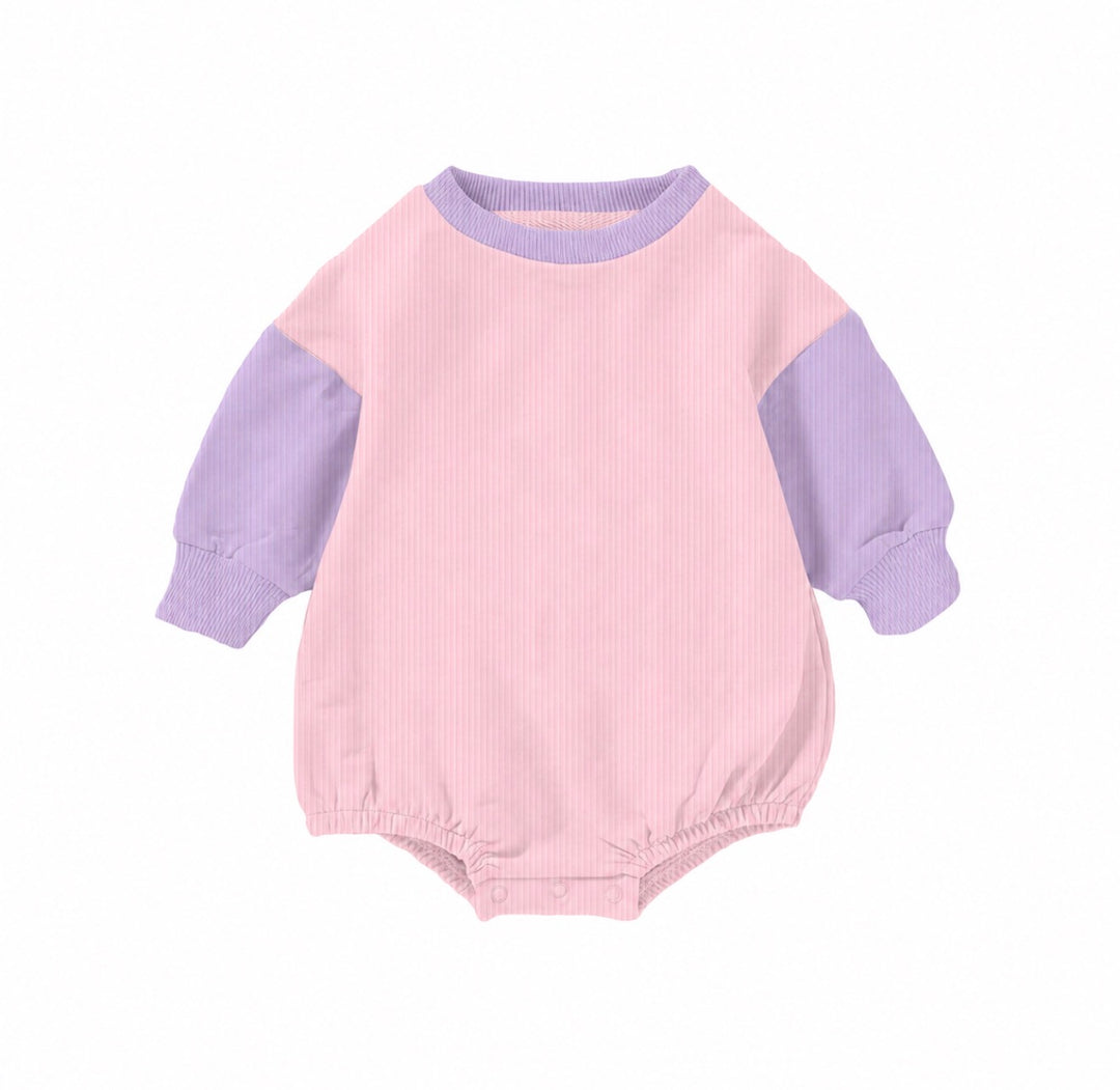 Bamboo RIBBED SWEETHEART SPARK LONG SLEEVE ROMPER (BUBBLE)