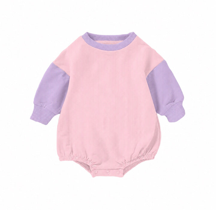 Bamboo RIBBED SWEETHEART SPARK LONG SLEEVE ROMPER (BUBBLE)