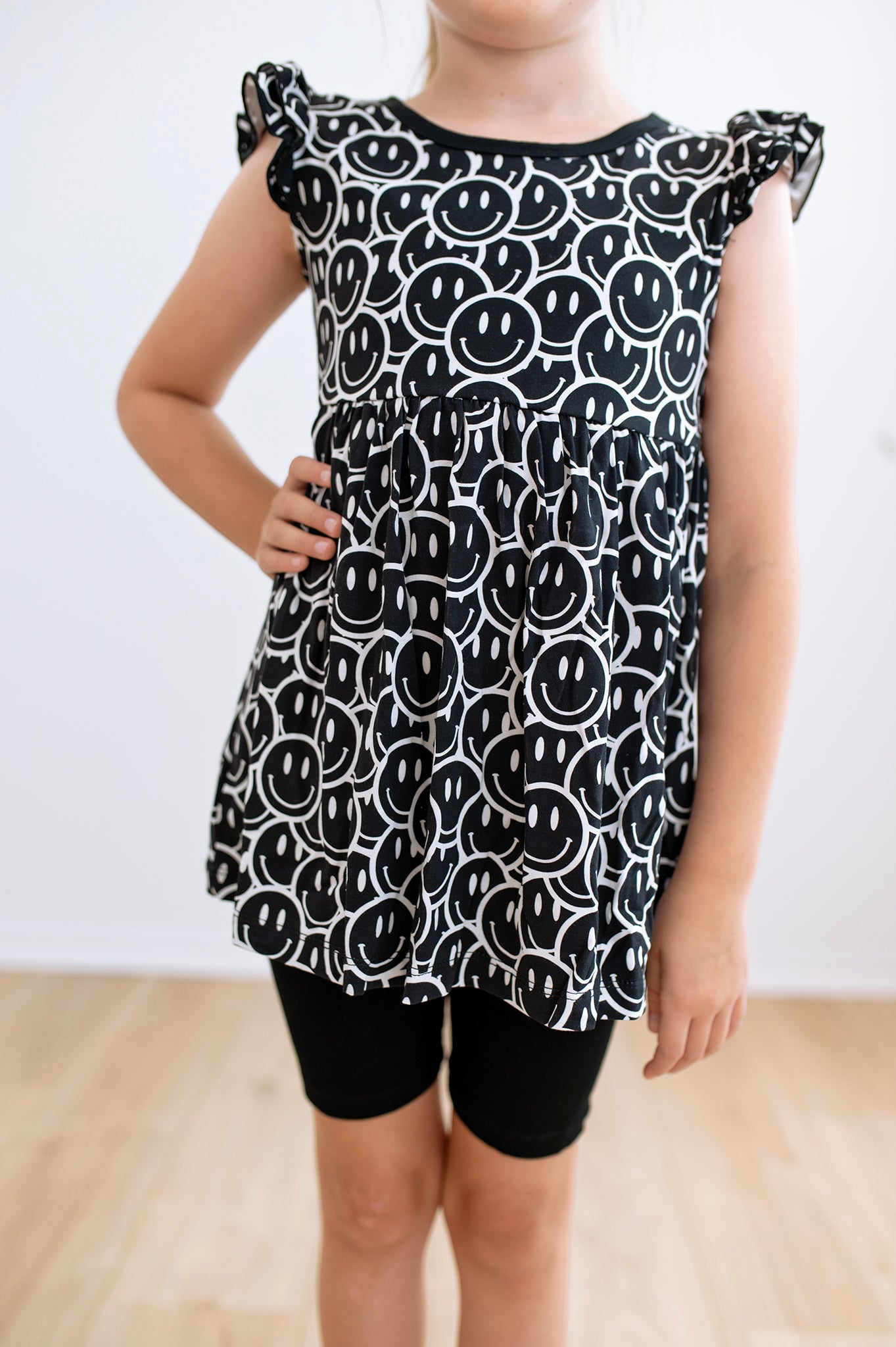 Bamboo CHOOSE HAPPY FLUTTER SLEEVE Peplum SET