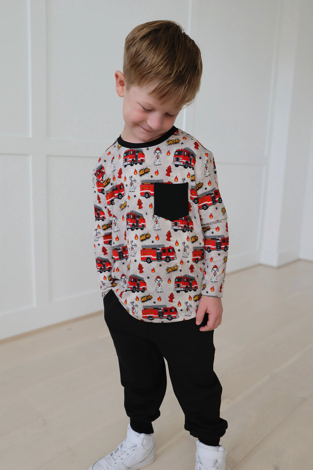 Bamboo RIBBED WEE-OOO LONG SLEEVE PRINTED TEE