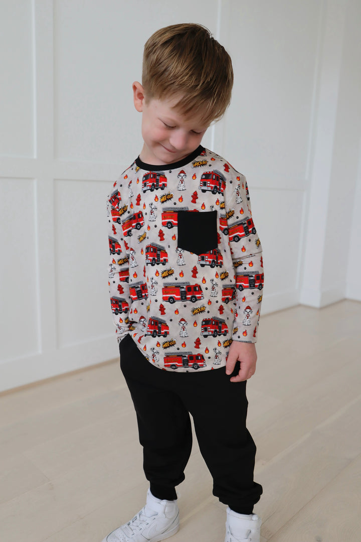 Bamboo RIBBED WEE-OOO LONG SLEEVE PRINTED TEE