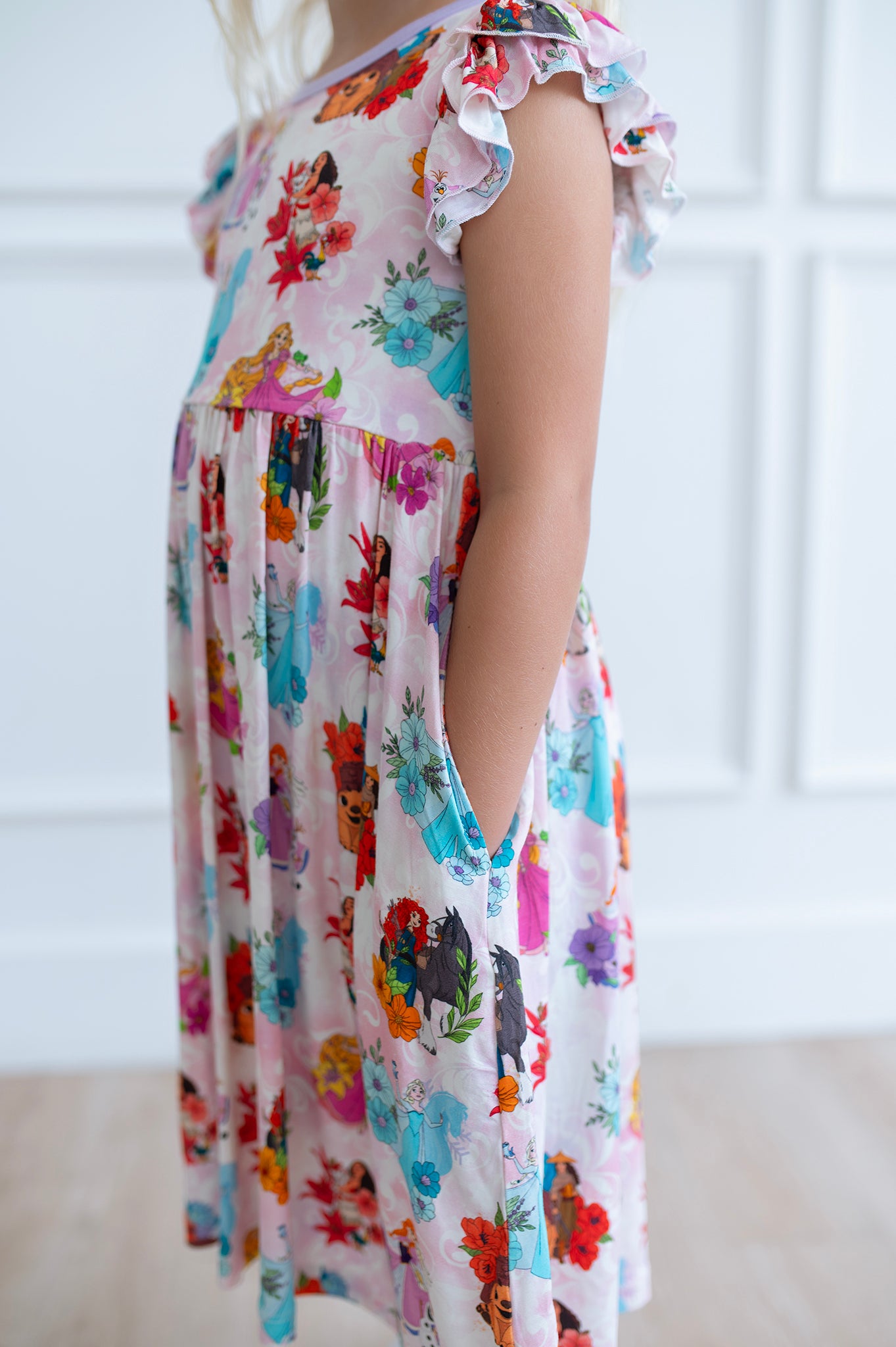 Bamboo SOVEREIGN SIDEKICKS FLUTTER SLEEVE POCKET Twirl Dress
