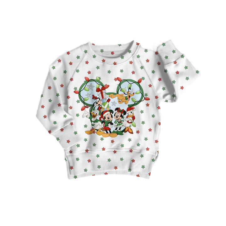 Bamboo COTTON SPANDEX MERRY MAGIC ON MAIN kids GRAPHIC crewneck (FLEECE LINED)