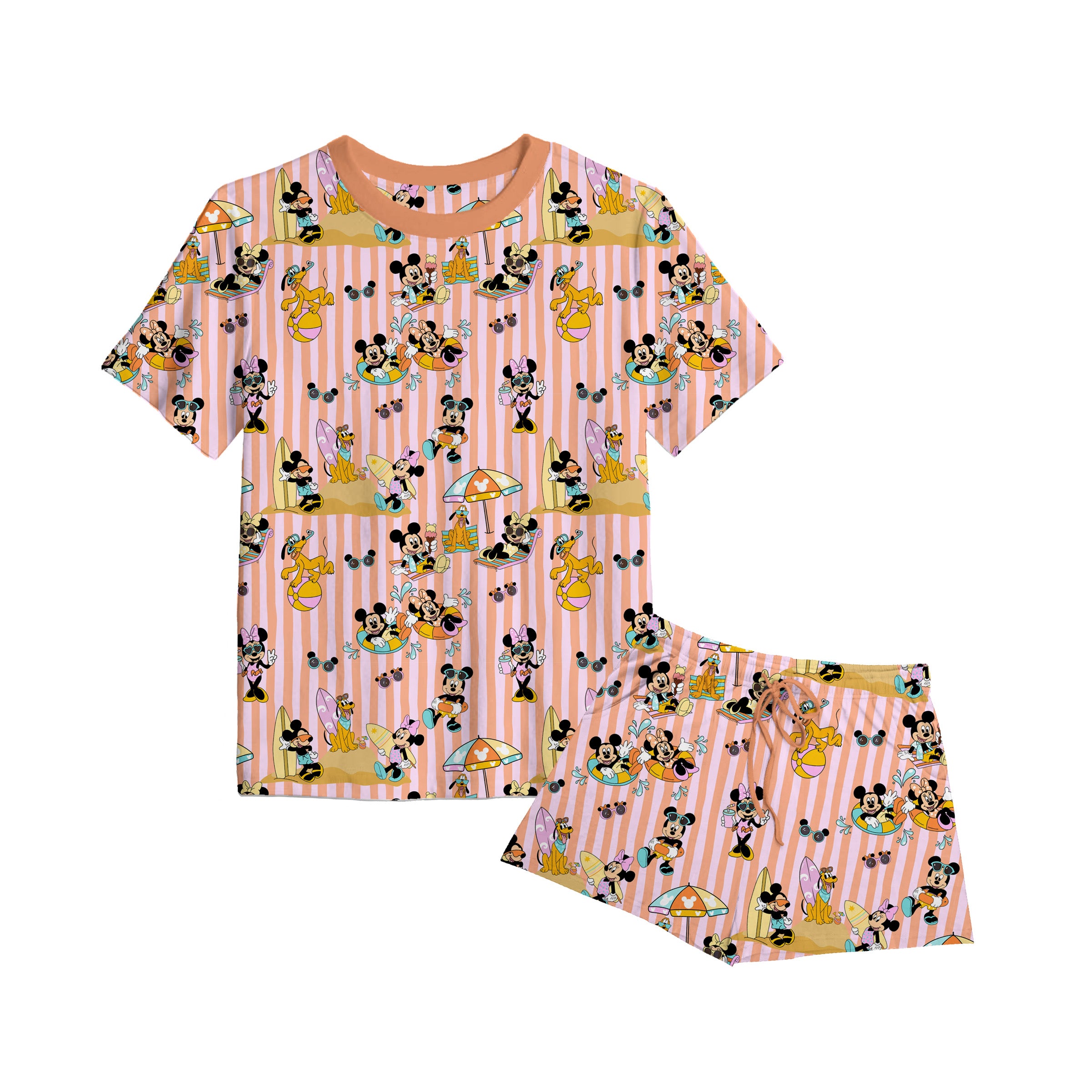 Bamboo SURF, SAND, & SMILES PINK KIDS RELAXED SHORT SET