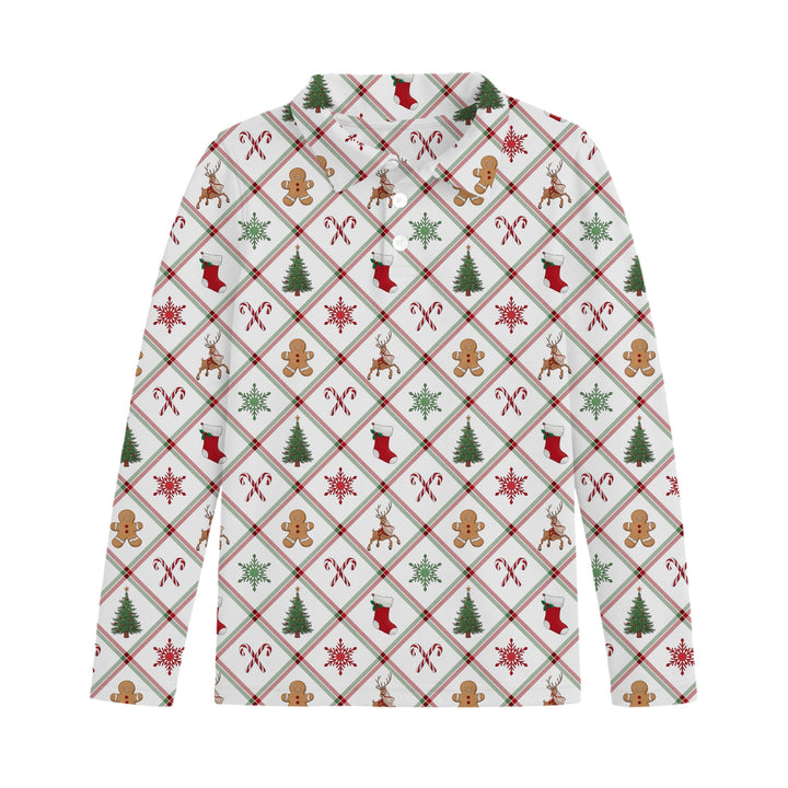 Bamboo TIS THE SEASON LONG SLEEVE PRINTED POLO