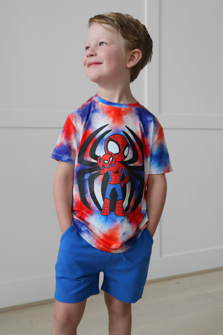 Bamboo WEB SLINGIN’ HERO KIDS FRONT &amp; BACK GRAPHIC TEE