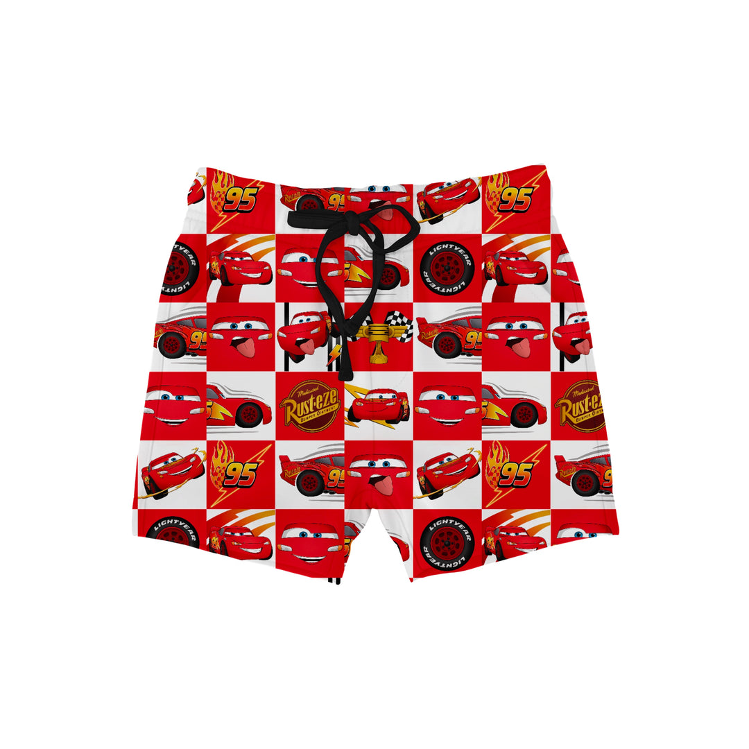 Bamboo COTTON SPANDEX FULL THROTTLE CHECK Relaxed Shorts