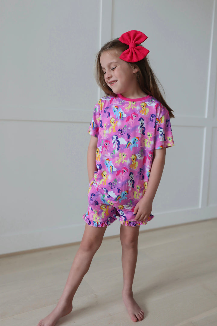 Bamboo MAGIC IN THE MANE KIDS RELAXED RUFFLE SHORT SET