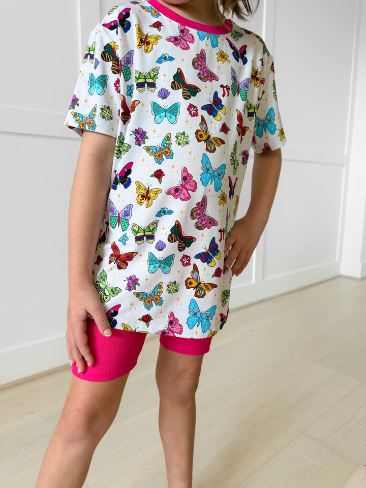 Bamboo ENCHANTED WINGS Short Sleeve Oversized Tee Biker Short Set