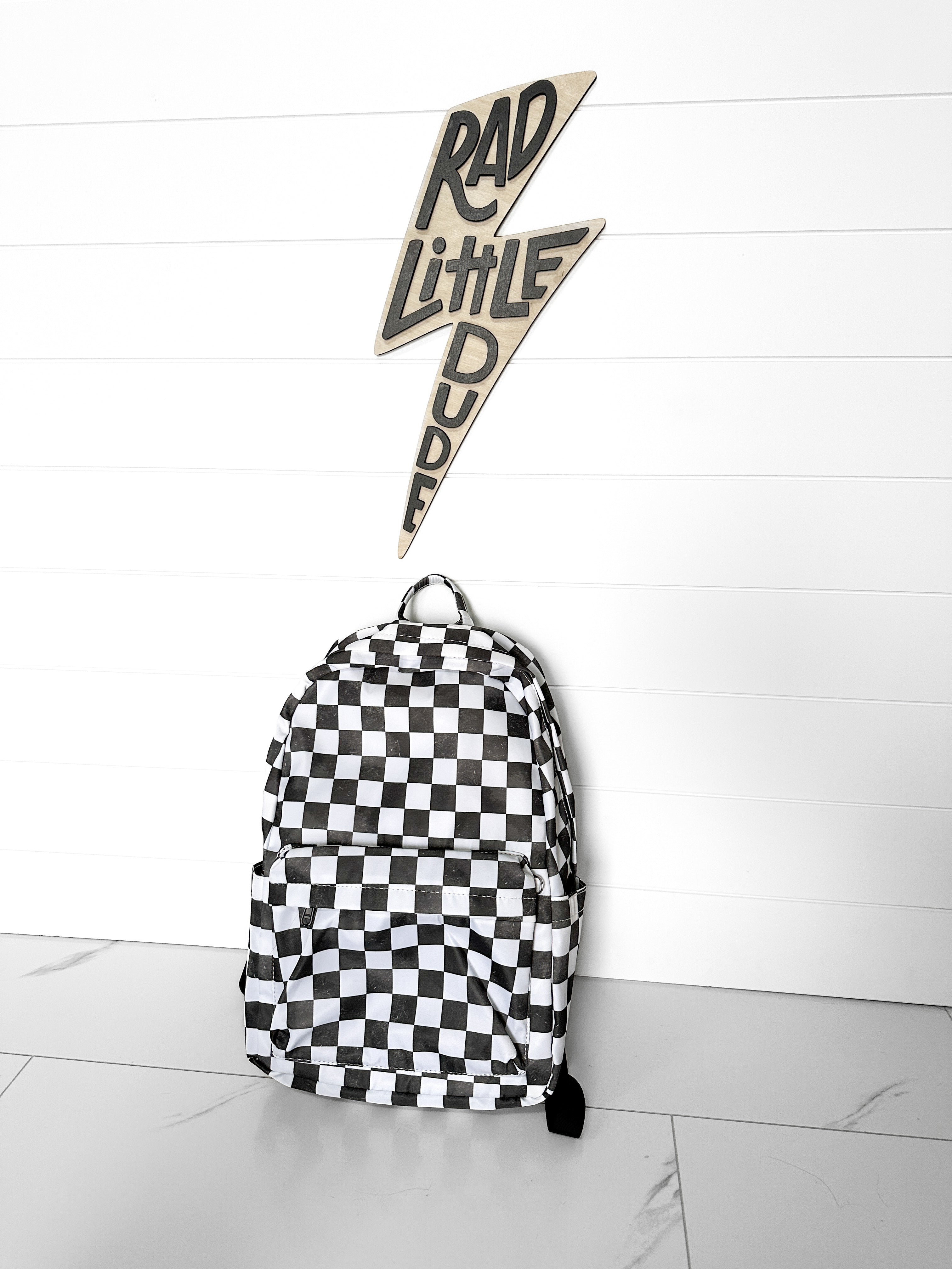 Distressed Checkered Backpack