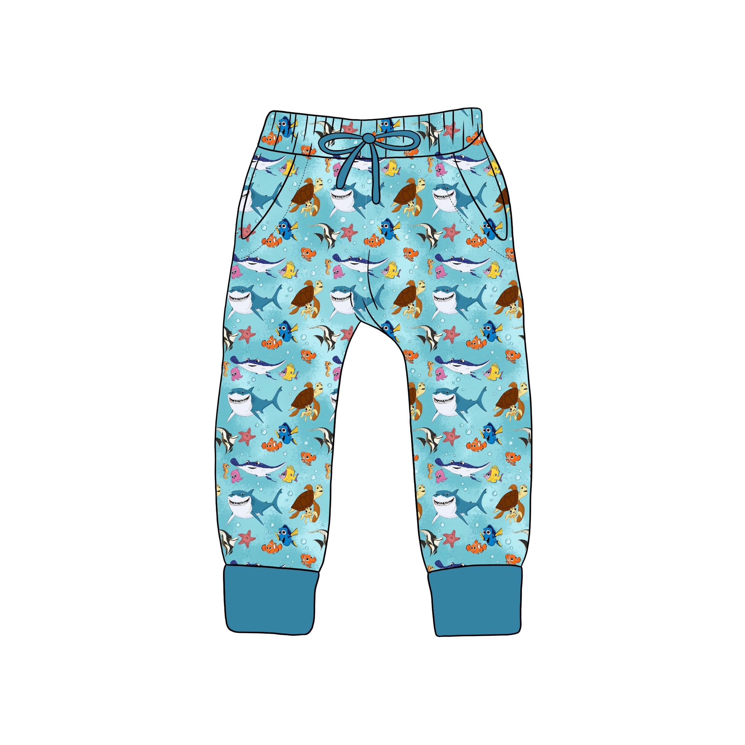 BAMBOO French Terry Lucky Fin KIDS JOGGERS