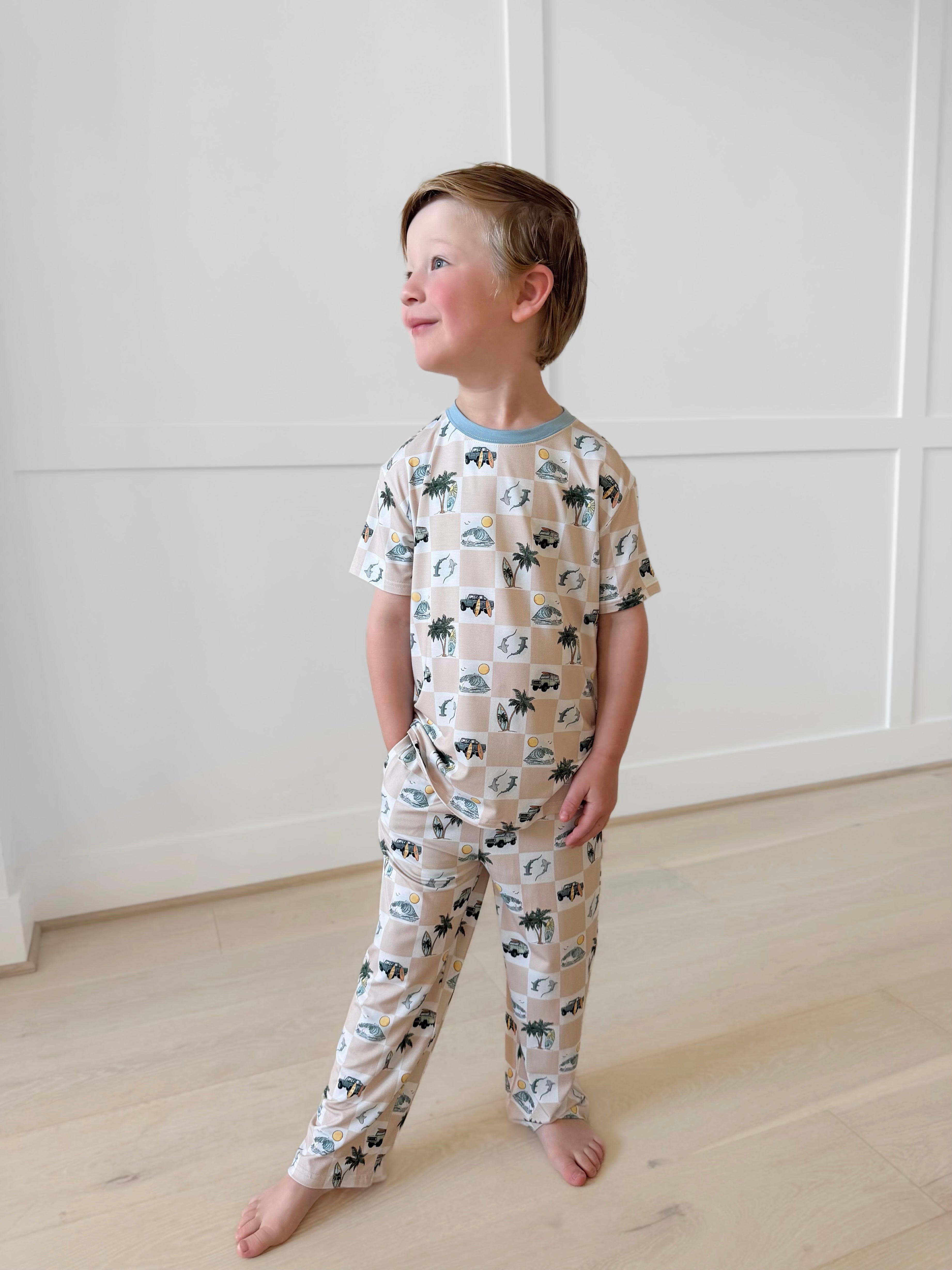 Bamboo ISLAND GRID KIDS RELAXED PANT Set