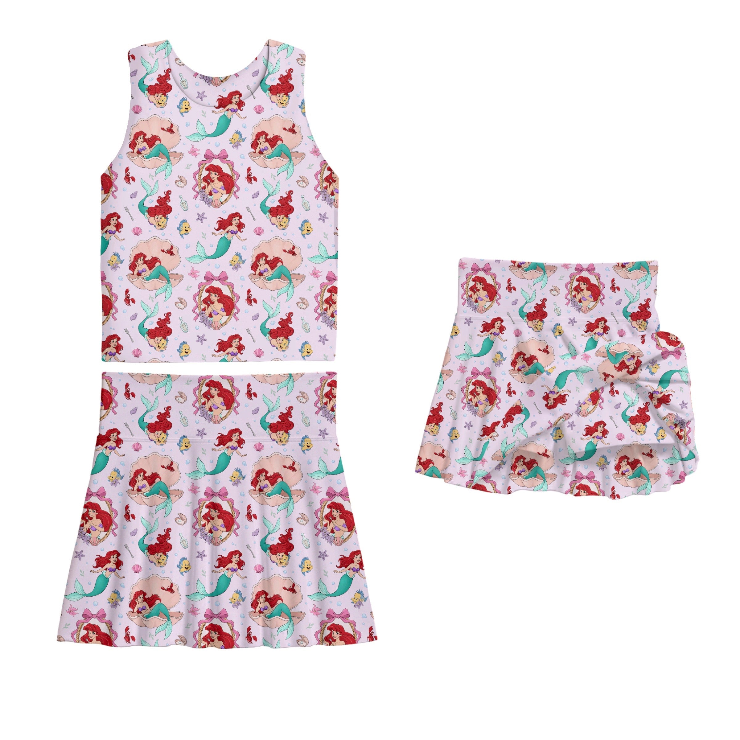 BUBBLES & BESTIES TWO PIECE ATHLETIC SET (NYLON SPANDEX)(SKORT)