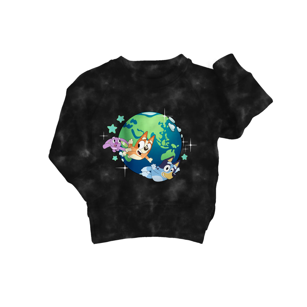 Bamboo COTTON SPANDEX SPACETIME SNOOZES kids GRAPHIC CREWNECK (NO FLEECE)