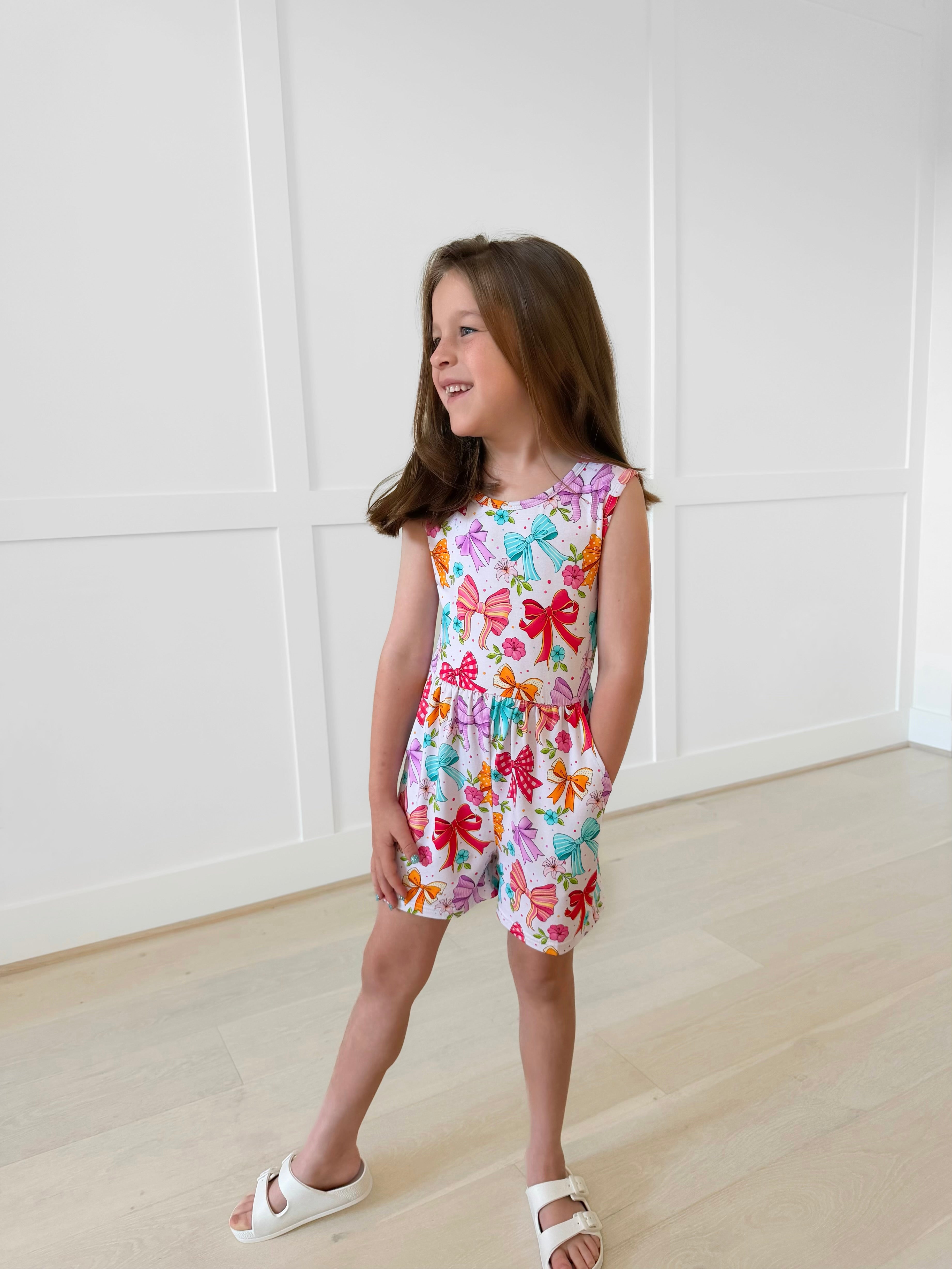 Bamboo BLOOMS & BOWS TANK TOP SHORT ROMPER