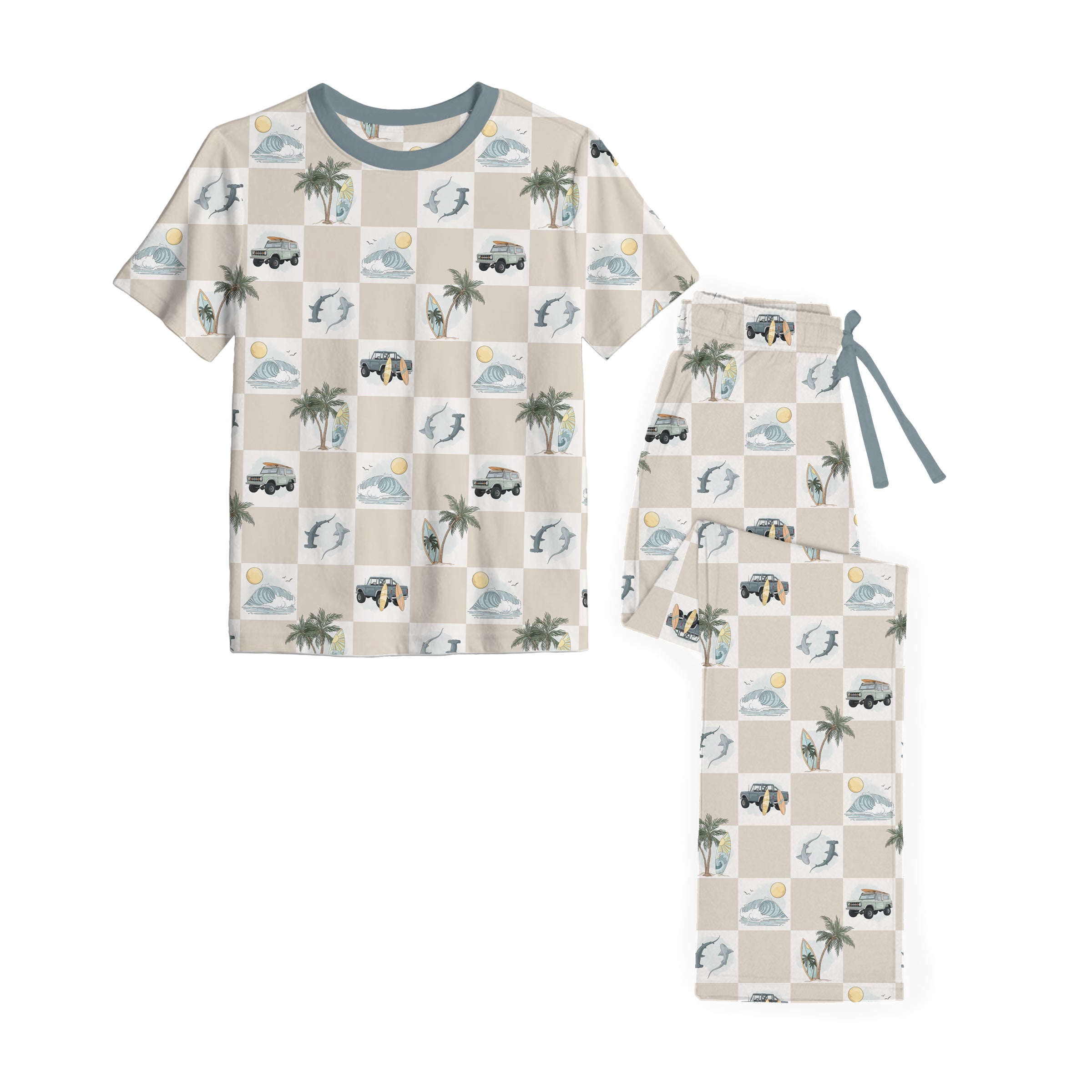 Bamboo ISLAND GRID KIDS RELAXED PANT Set