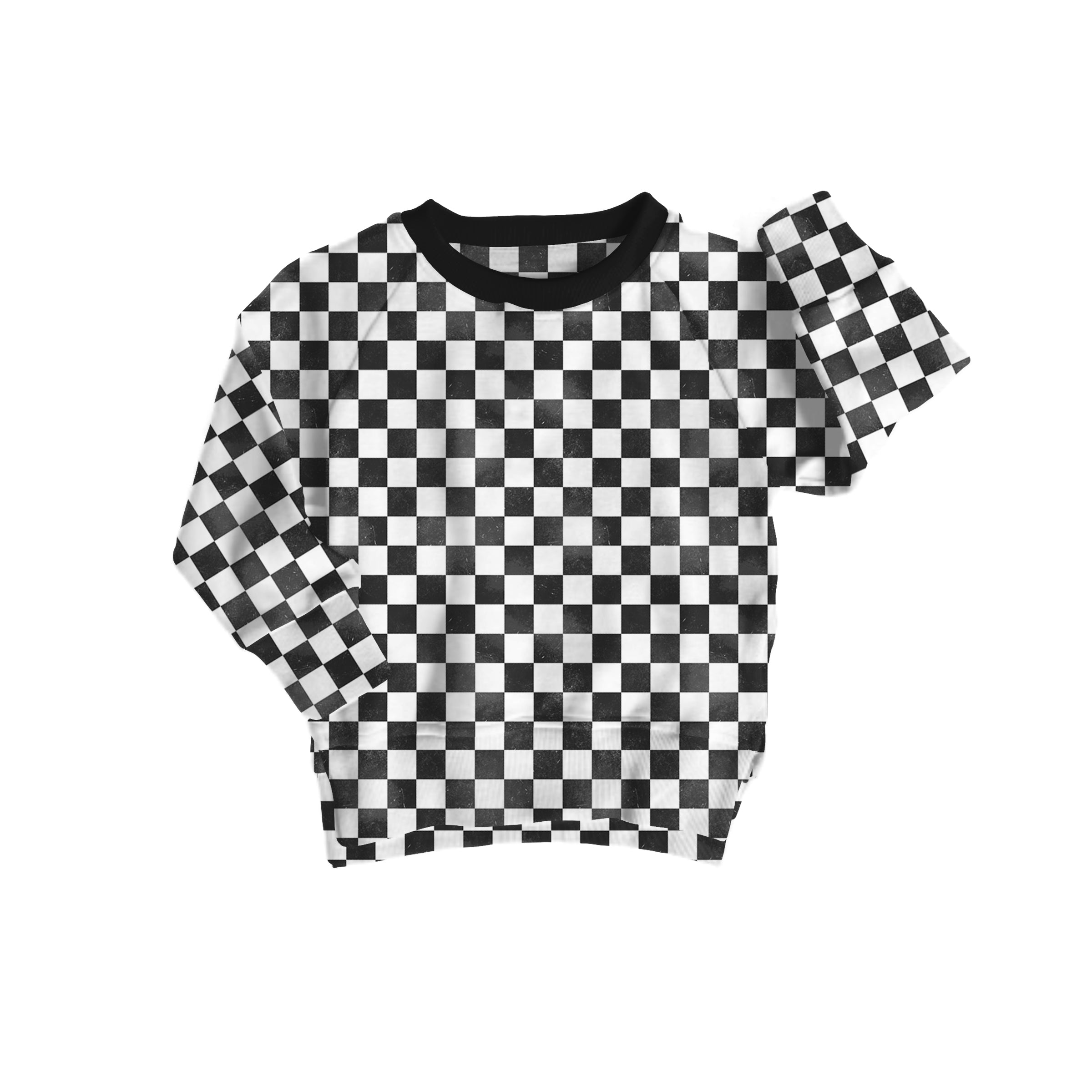 Bamboo FRENCH TERRY DISTRESSED CHECKERED kids crewneck