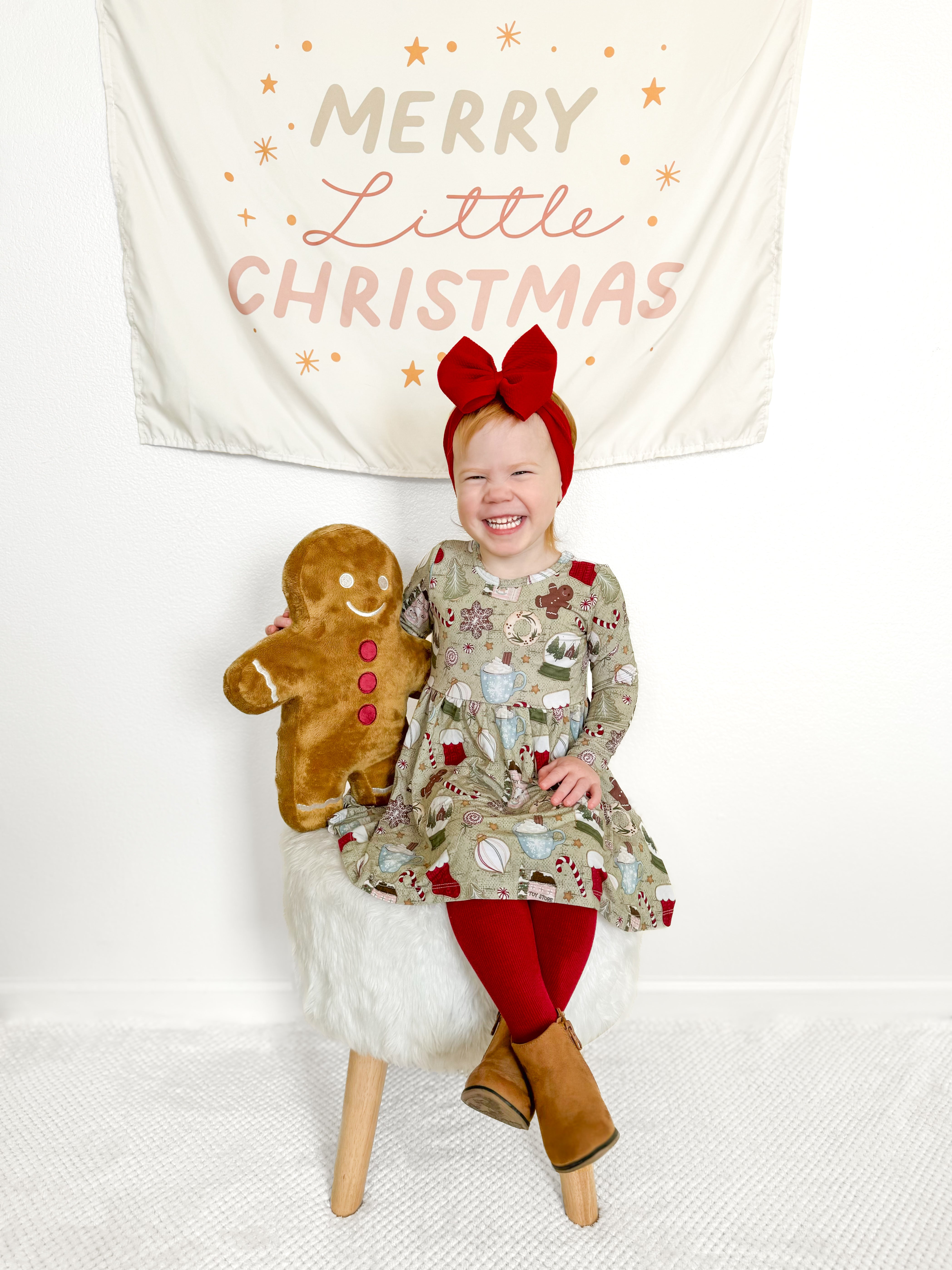 Bamboo Santa’s Sweets Long Sleeve Twirl Dress + Ribbed Leggings