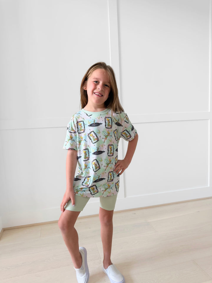 Bamboo NEVERLAND DREAMING Short Sleeve Oversized Tee Biker Short Set