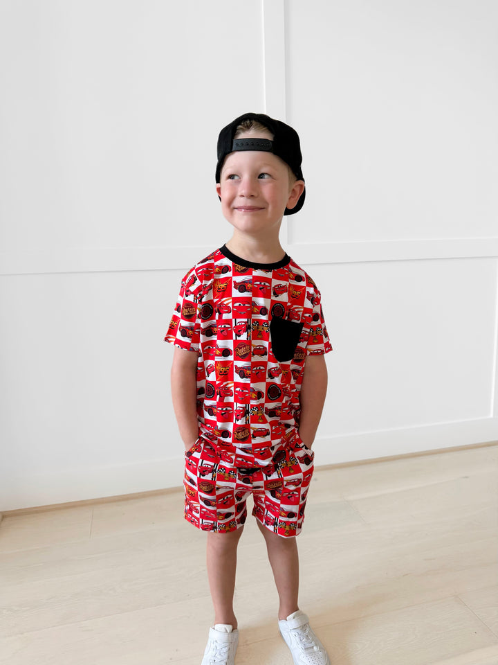 Bamboo FULL THROTTLE CHECK FULL PRINT KIDS POCKET TEE