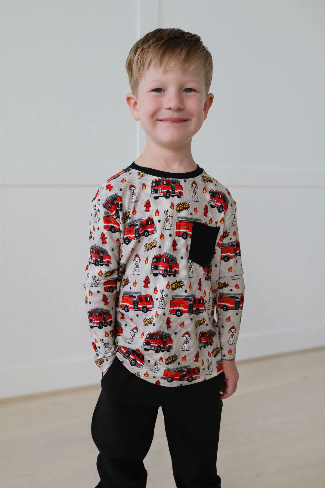 Bamboo RIBBED WEE-OOO LONG SLEEVE PRINTED TEE