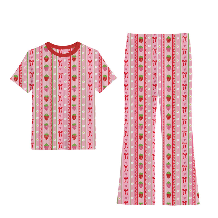 BAMBOO RIBBED BERRY BOW-TIFUL TEE/FLARE LEGGING SET (SAME SIZE TOP &amp; BOTTOM)