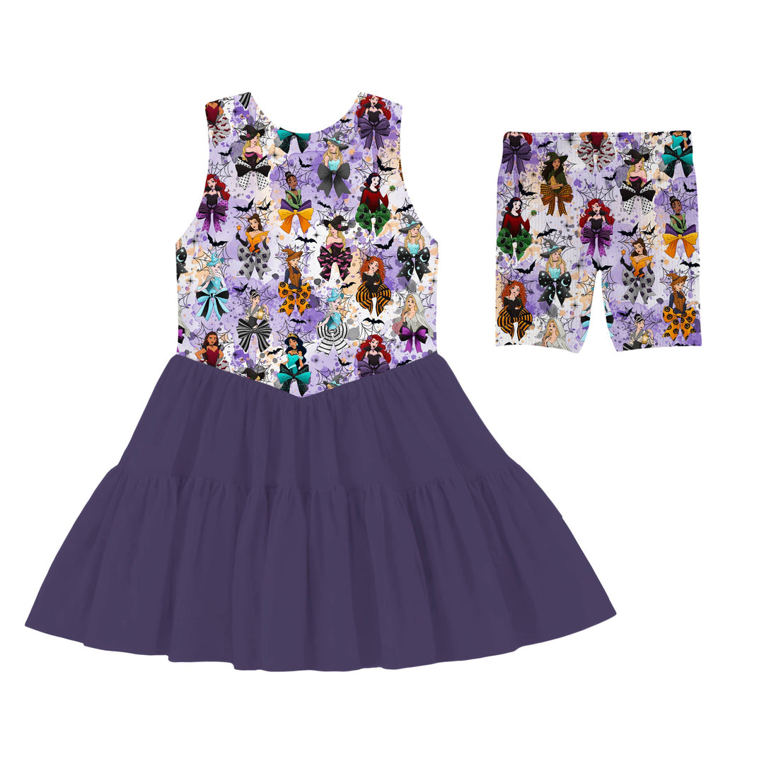 ONCE UPON A SPOOK TANK TOP TULLE Dress W/RIBBED BIKER SHORTS