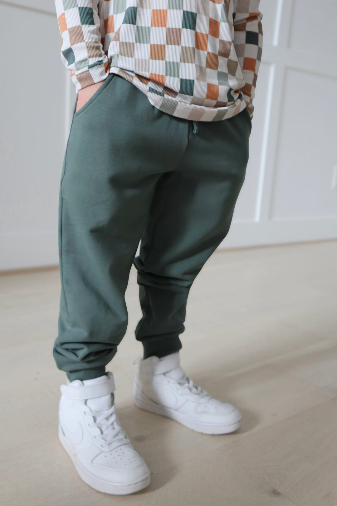 BAMBOO COTTON SPANDEX SOLID FIRESIDE COORDINATE KIDS JOGGERS (FLEECE LINED)