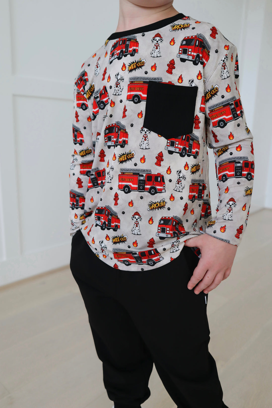 Bamboo RIBBED WEE-OOO LONG SLEEVE PRINTED TEE