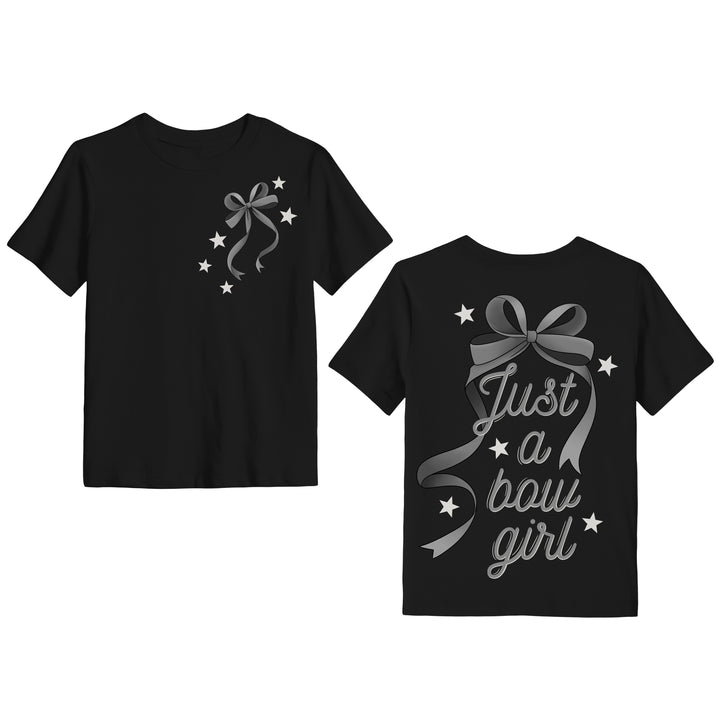 Bamboo JUST A BOW GIRL KIDS FRONT &amp; BACK GRAPHIC TEE