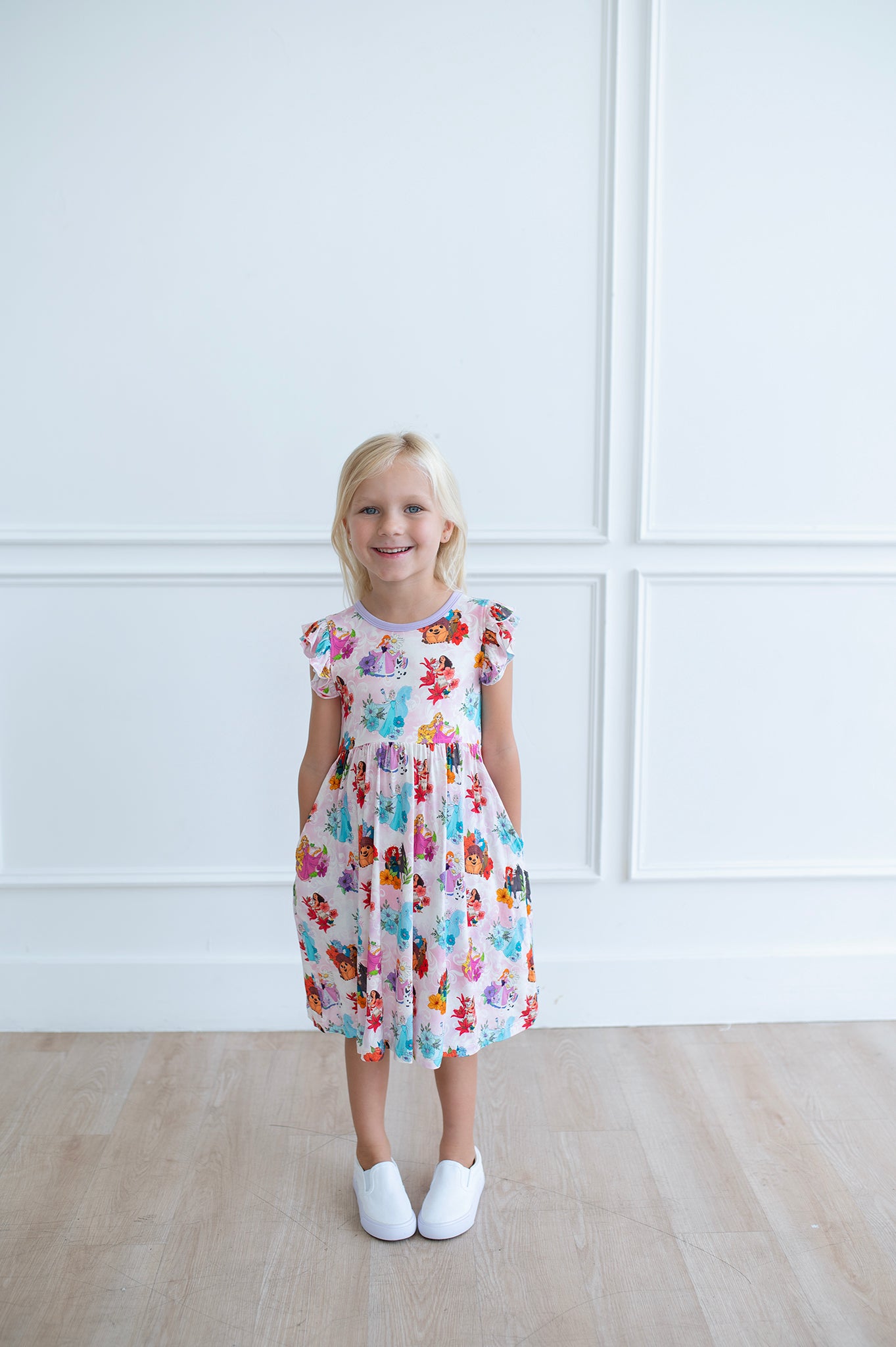 Bamboo SOVEREIGN SIDEKICKS FLUTTER SLEEVE POCKET Twirl Dress