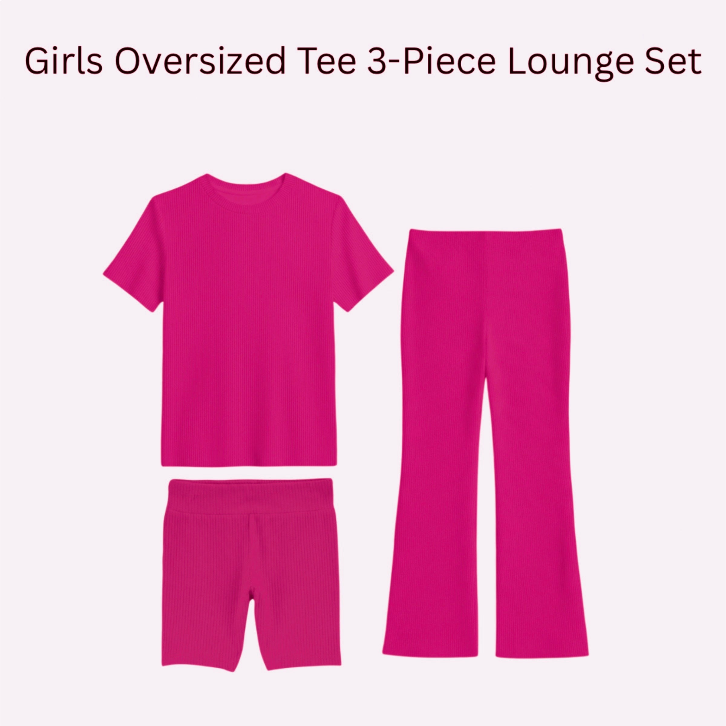 BAMBOO RIBBED MAUVEBERRY OVERSIZED THREE PIECE SET (POCKET TEE, BIKERS, FLARED LEGGINGS)