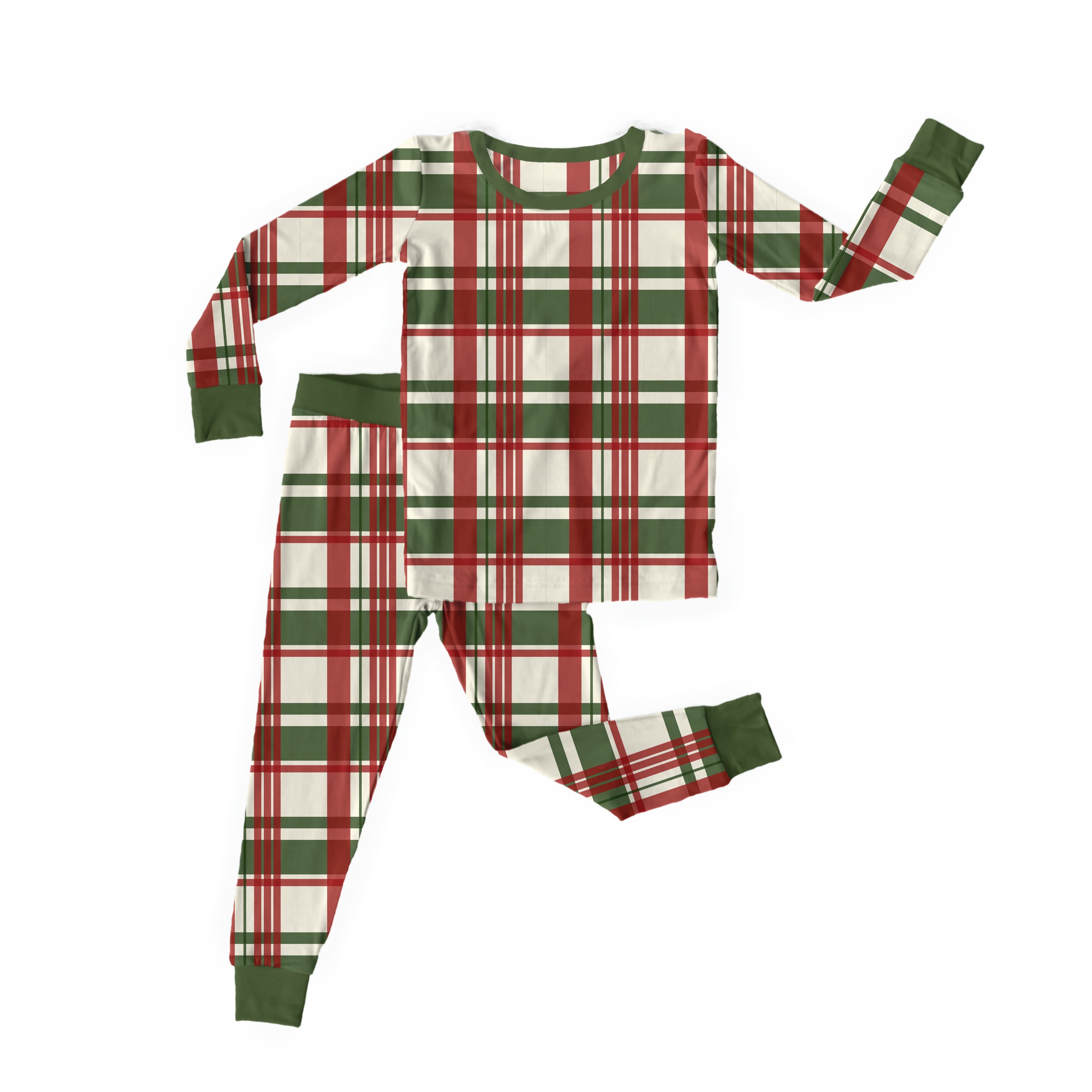 Bamboo Plaid, Love & Joy Two Piece Long Sleeve/Pant Set