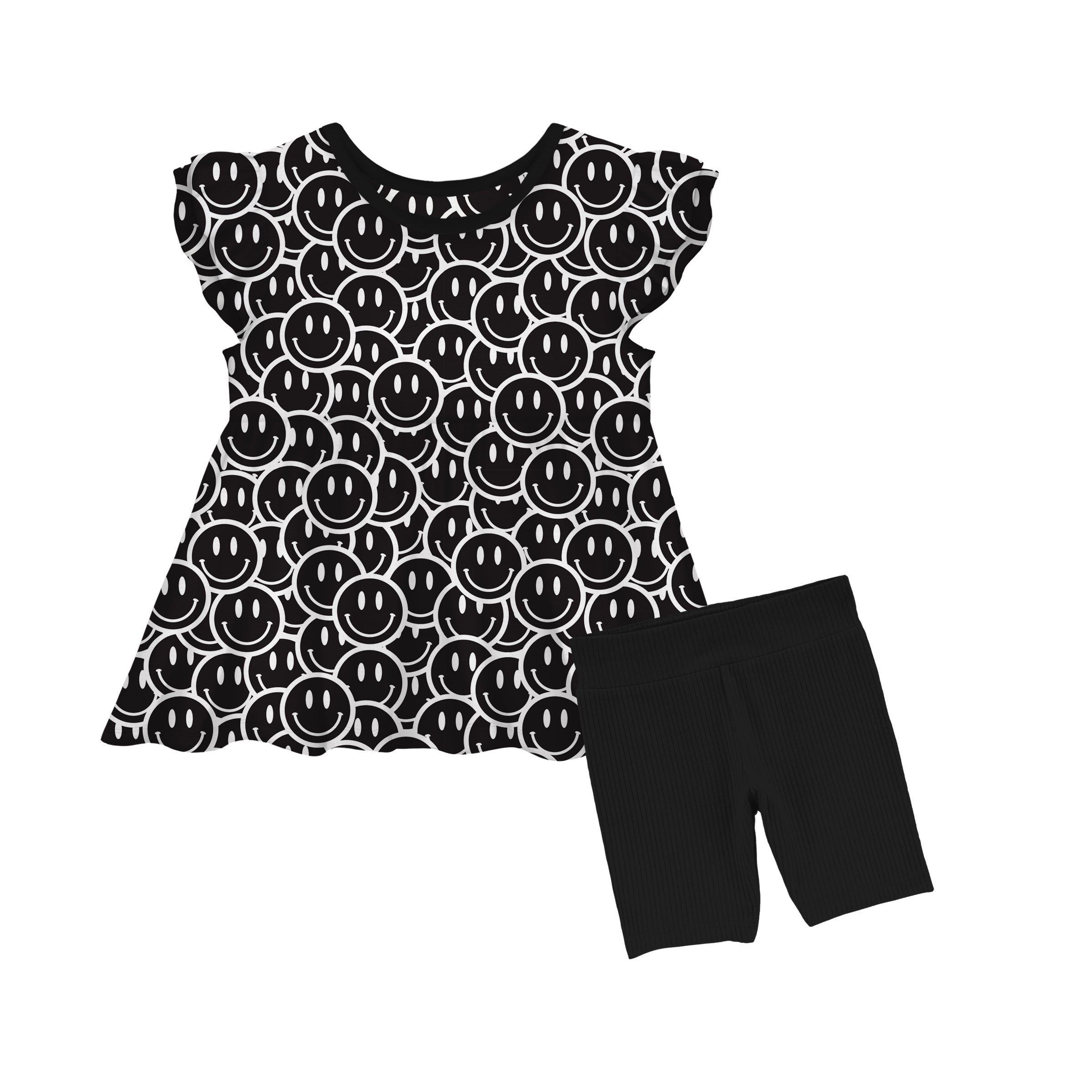 Bamboo CHOOSE HAPPY FLUTTER SLEEVE Peplum SET
