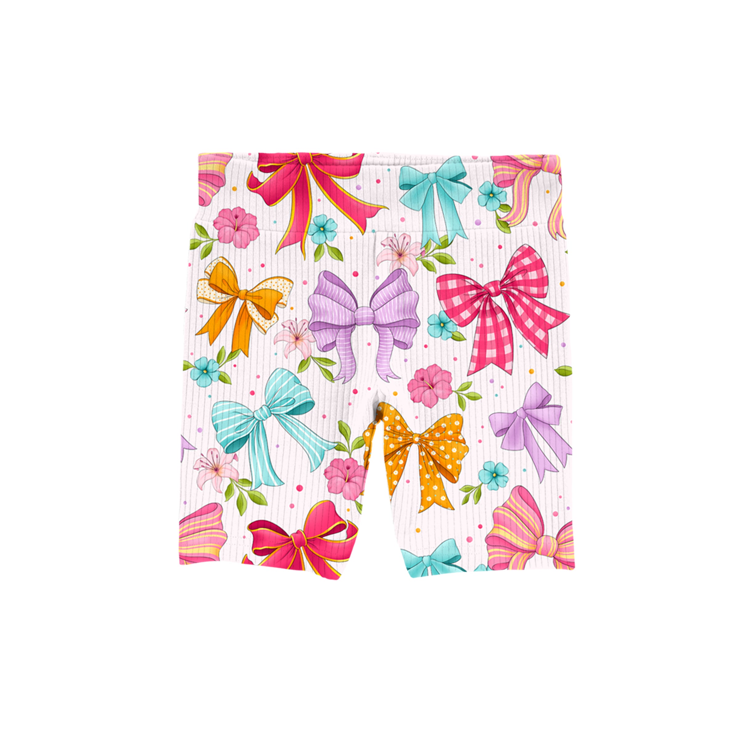 Bamboo BLOOMS & BOWS RIBBED BIKER SHORTS