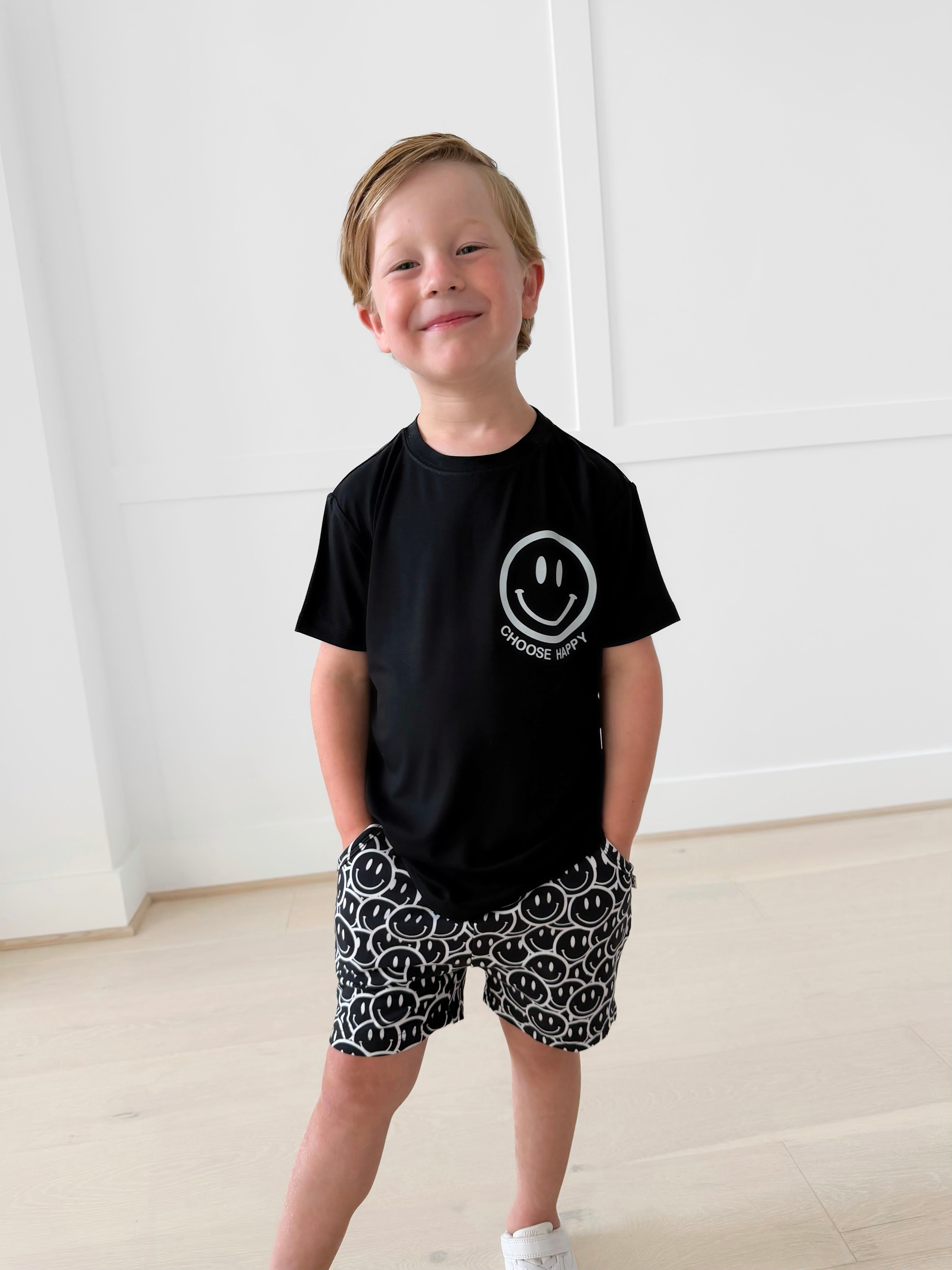 Bamboo CHOOSE HAPPY KIDS FRONT & BACK GRAPHIC TEE