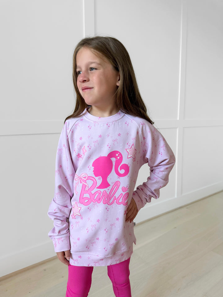 Bamboo COTTON SPANDEX DREAM GIRL ERA kids GRAPHIC CREWNECK (FLEECED LINED)