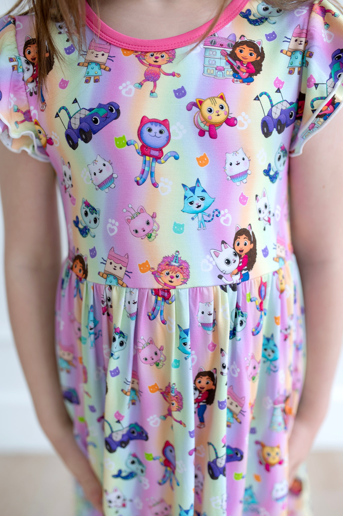 Bamboo CAT-TASTIC FLUTTER SLEEVE Twirl Dress