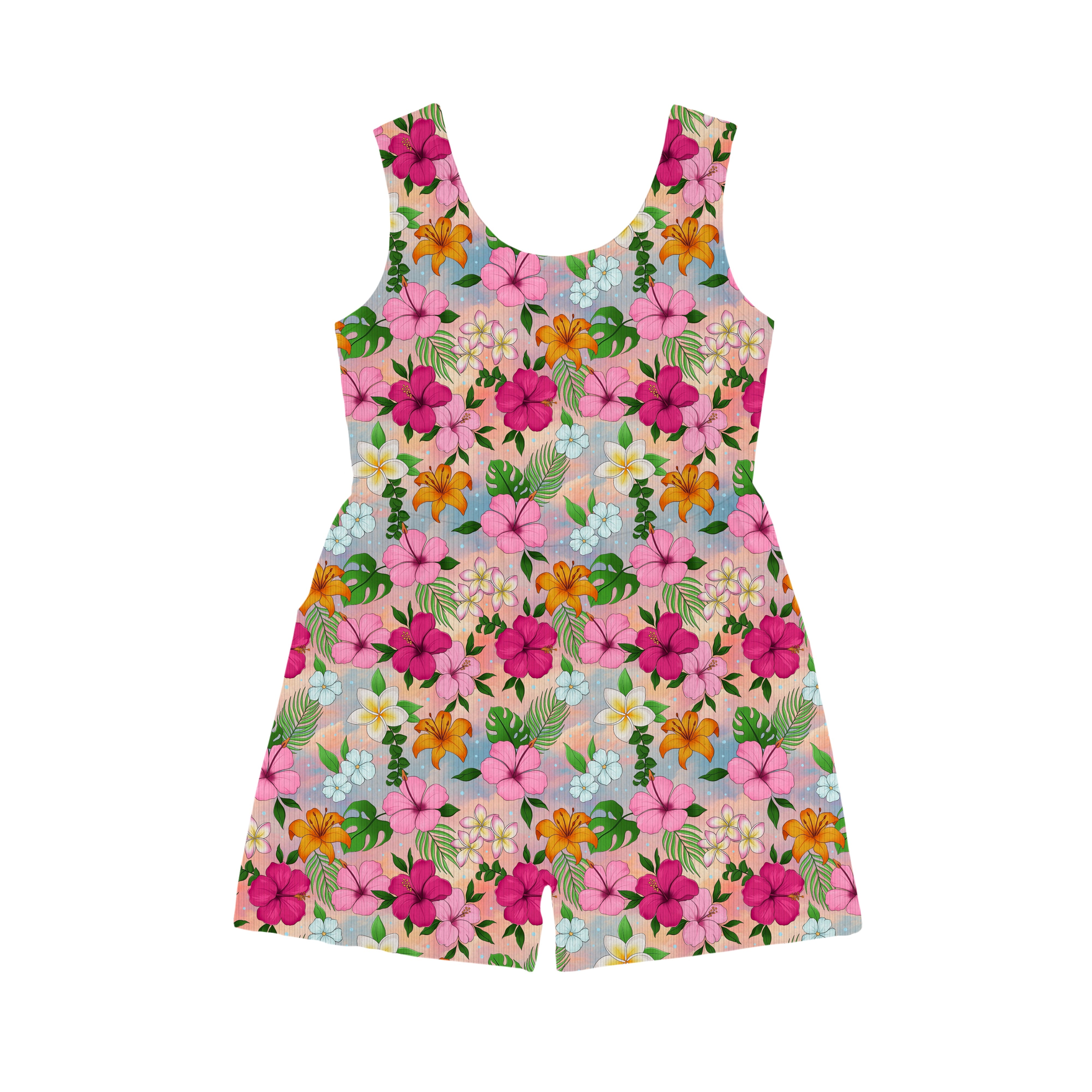 Bamboo RIBBED PETALS OF THE SEA TANK TOP SHORT ROMPER