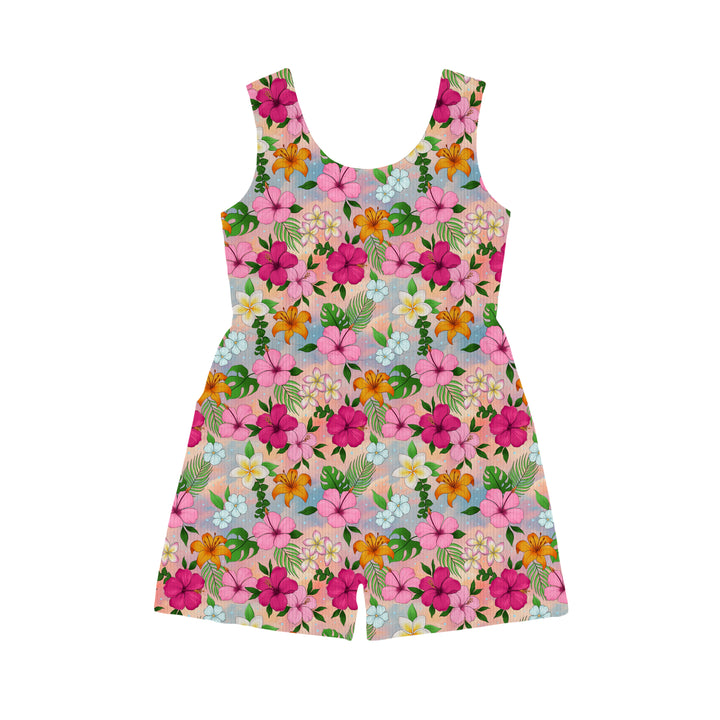 Bamboo RIBBED PETALS OF THE SEA TANK TOP SHORT ROMPER