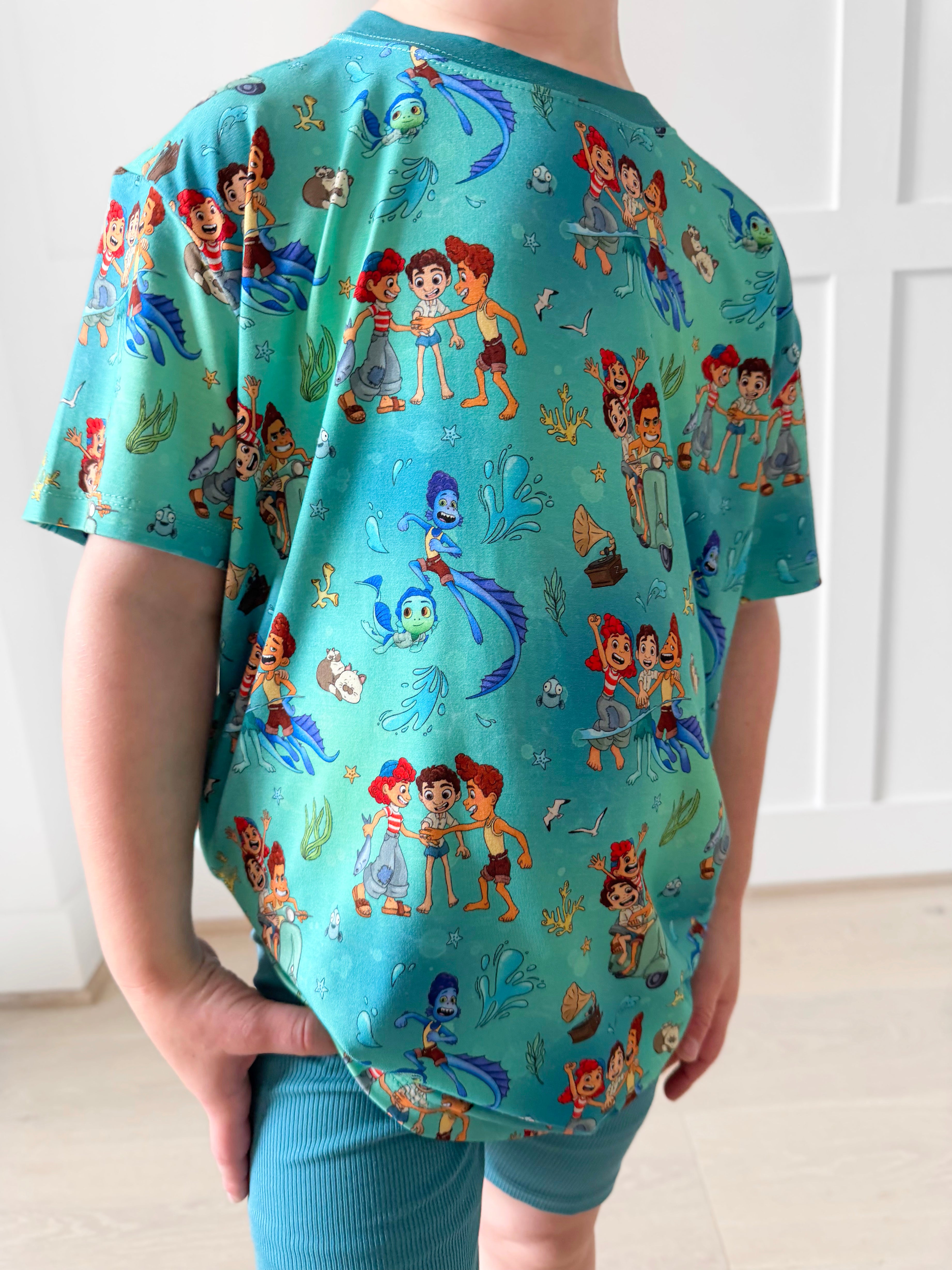 Bamboo BEST FINS FOREVER Short Sleeve Oversized Tee Biker Short Set