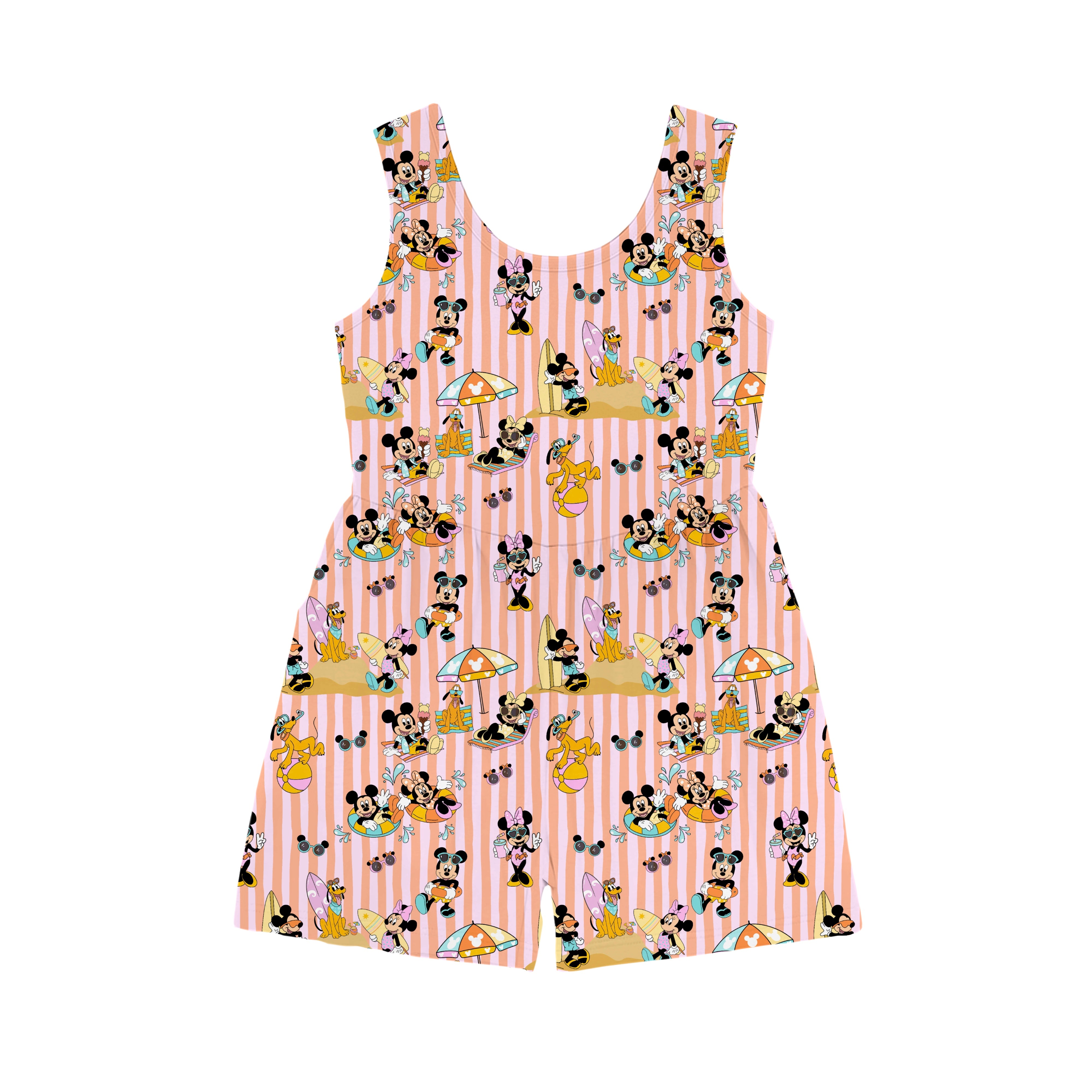 Bamboo SURF, SAND, & SMILES PINK TANK TOP SHORT ROMPER