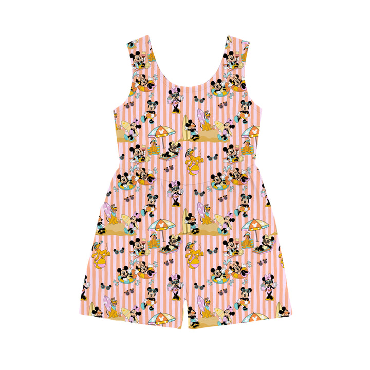 Bamboo SURF, SAND, &amp; SMILES PINK TANK TOP SHORT ROMPER