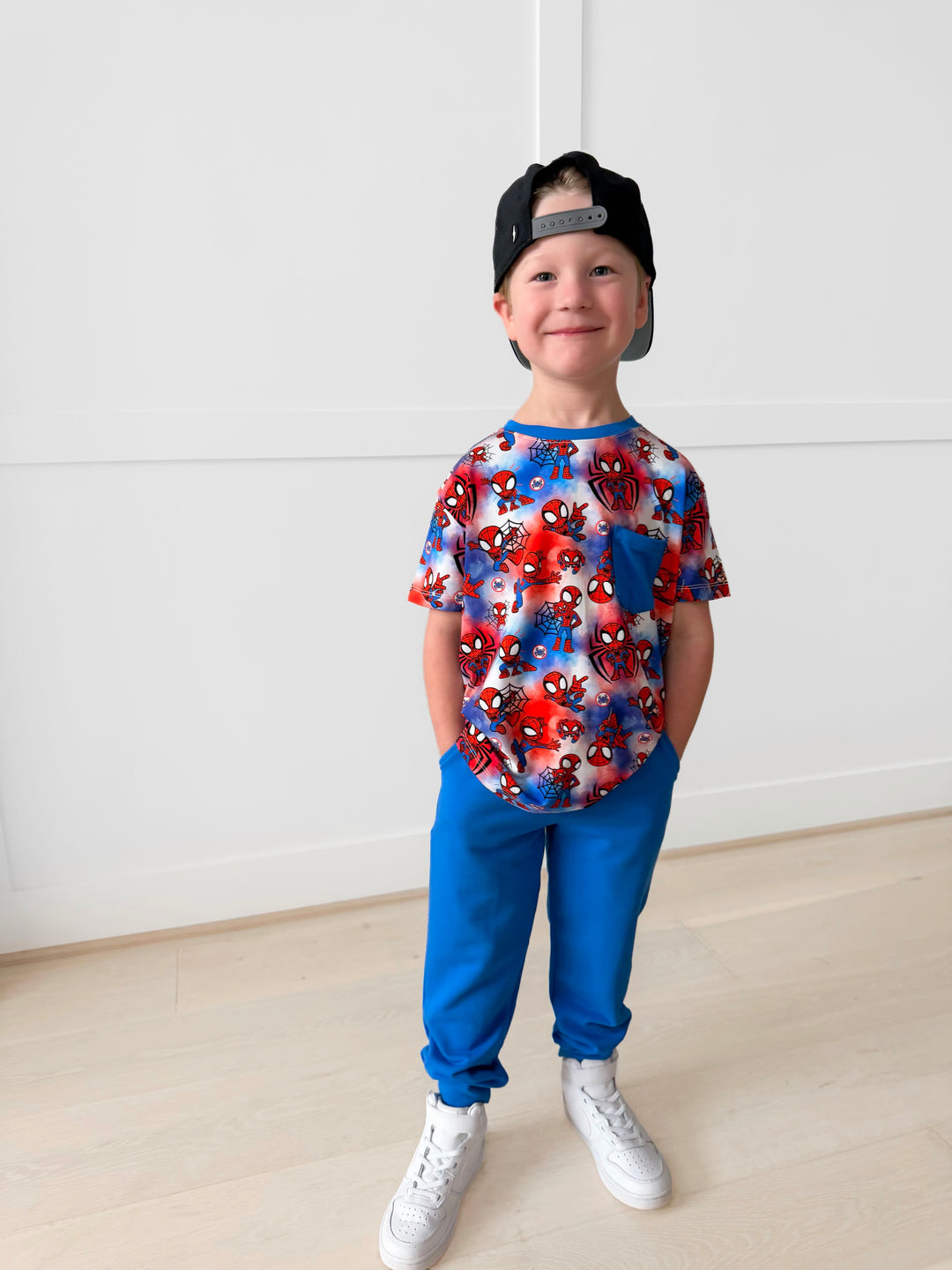 Bamboo WEB SLINGIN’ HERO FULL PRINT KIDS POCKET TEE