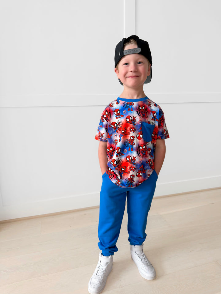 Bamboo WEB SLINGIN’ HERO FULL PRINT KIDS POCKET TEE