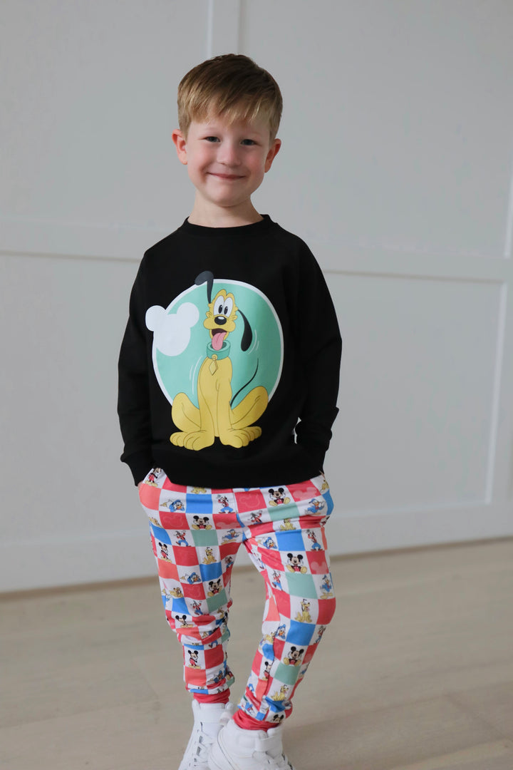 Bamboo COTTON SPANDEX TOP DOG kids GRAPHIC crewneck (FLEECE LINED)
