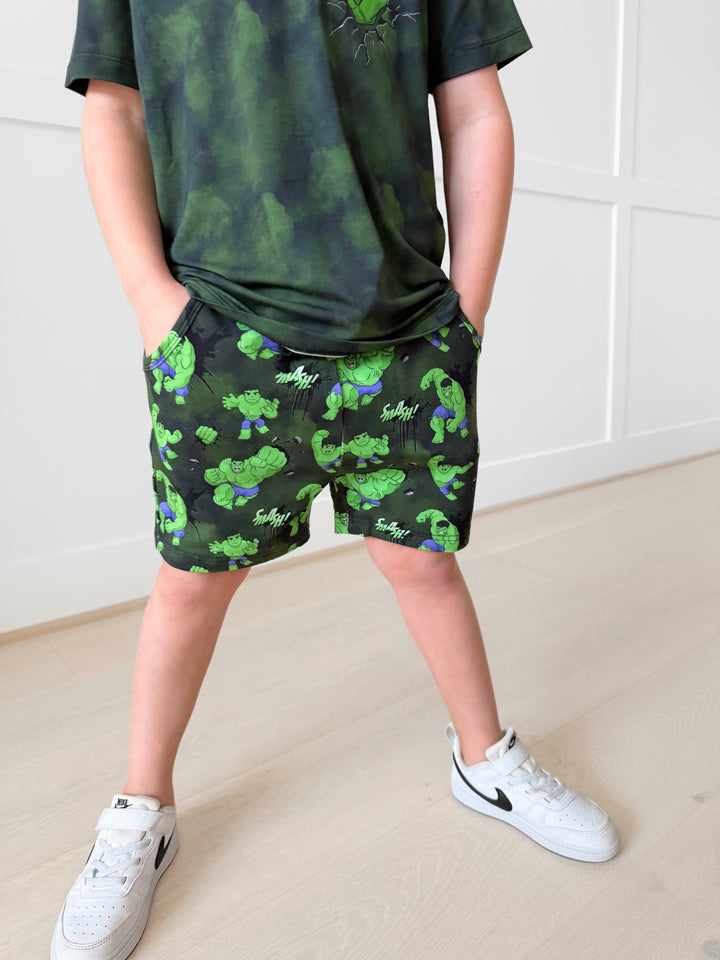Bamboo COTTON SPANDEX MEGA SMASH Relaxed Shorts